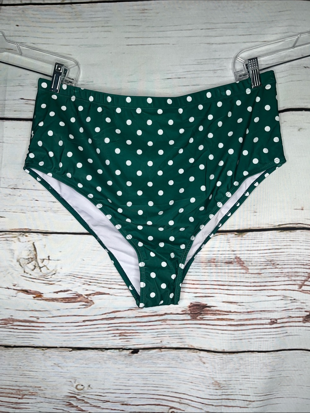 Bloomchic NWOT 18-20 Green & White Polka Dot High Waist Bathing Suit Swim Bottom